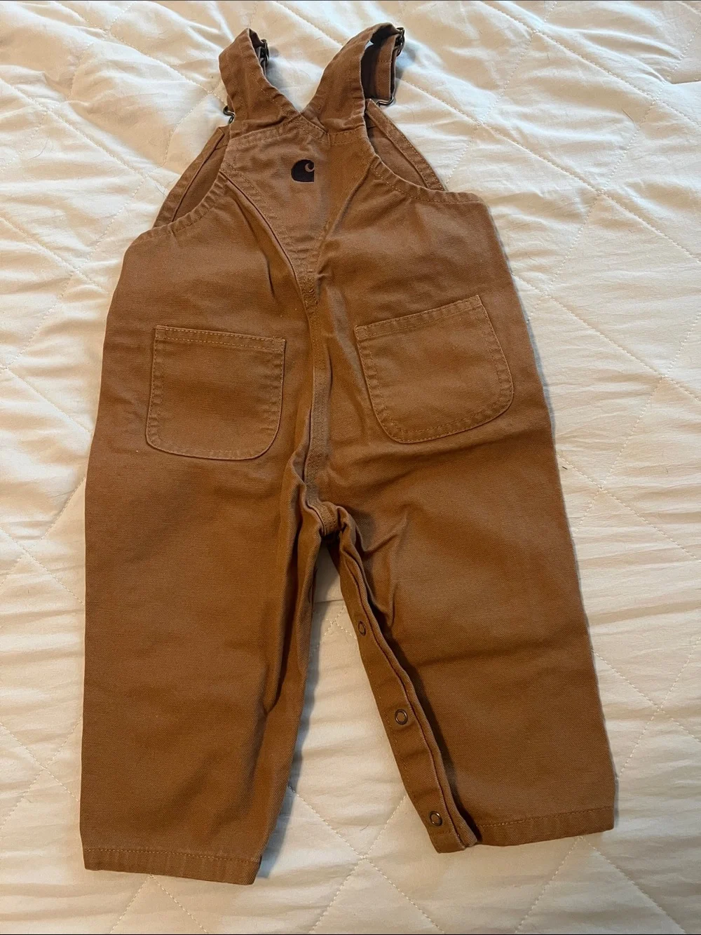 Carhartt Brown Kids Canvas Overalls with Adjustable Straps